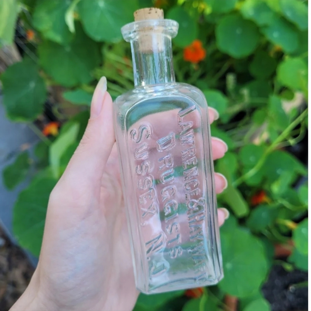 Vintage Clear Glass Apothecary Bottle